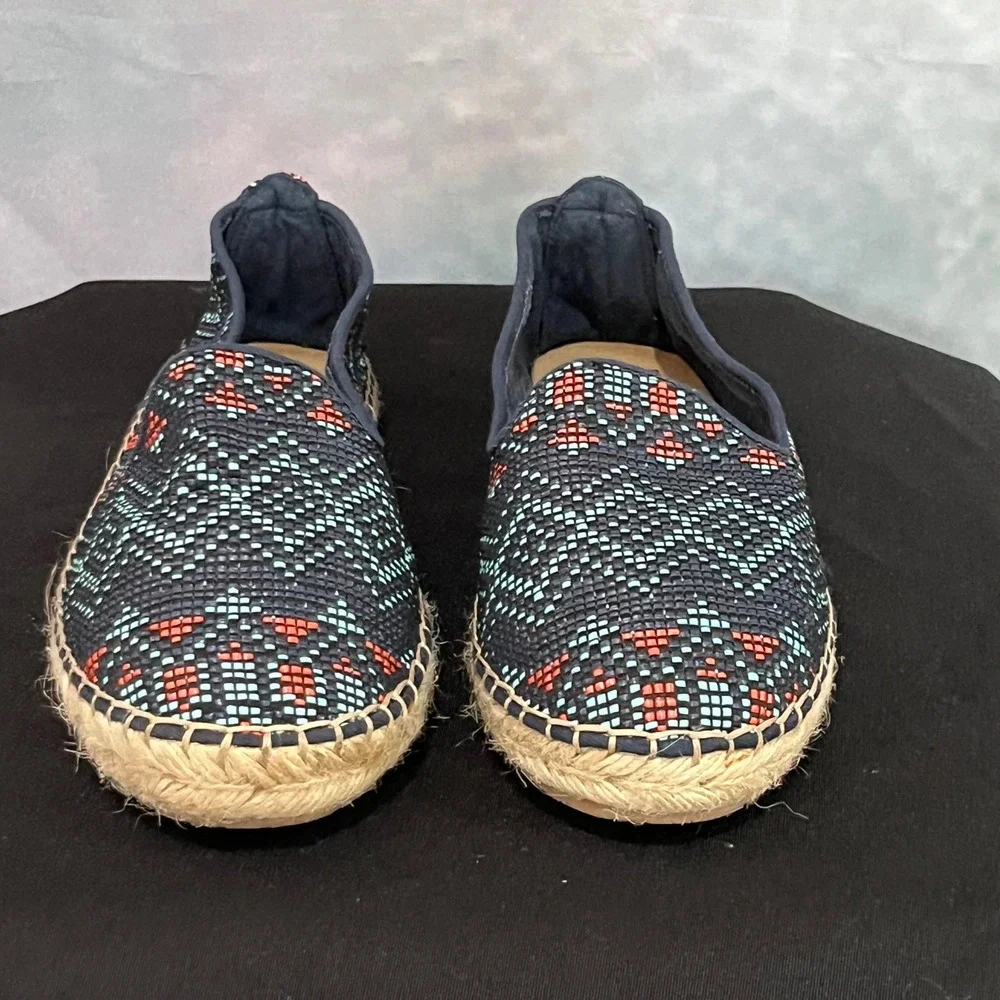 DV Dolce Vita Womens Espadrille Flats Navy Blue Woven Geometric Tribal Size 9‎